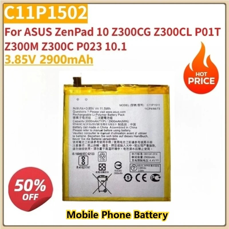 ใหม่ C11P1502 3.85V 2900mAh แบตเตอรี่โทรศัพท์มือถือสําหรับ ASUS ZenPad 10 Z300CG Z300CL P01T Z300M Z
