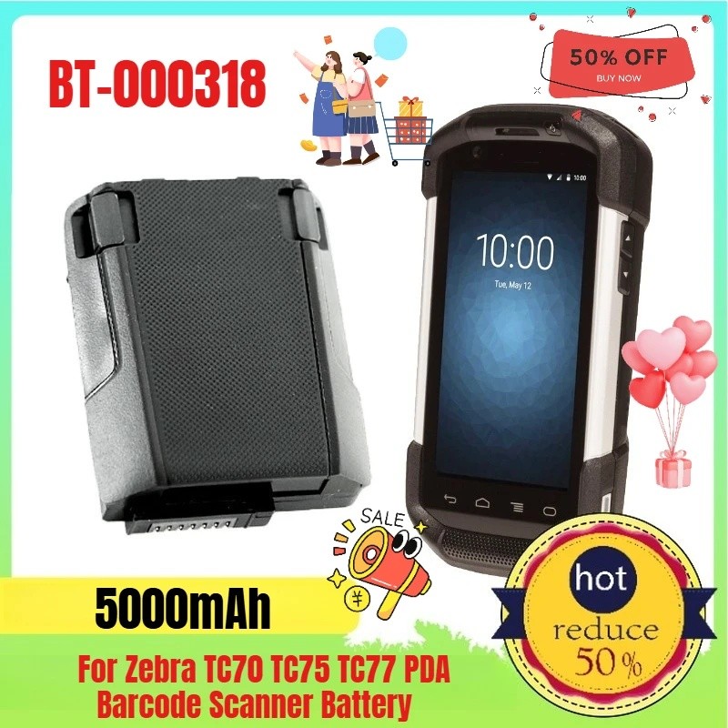 5000mAh สําหรับ Zebra TC70 TC75 TC77 PDA Barcode Scanner แบตเตอรี่ BT-000318