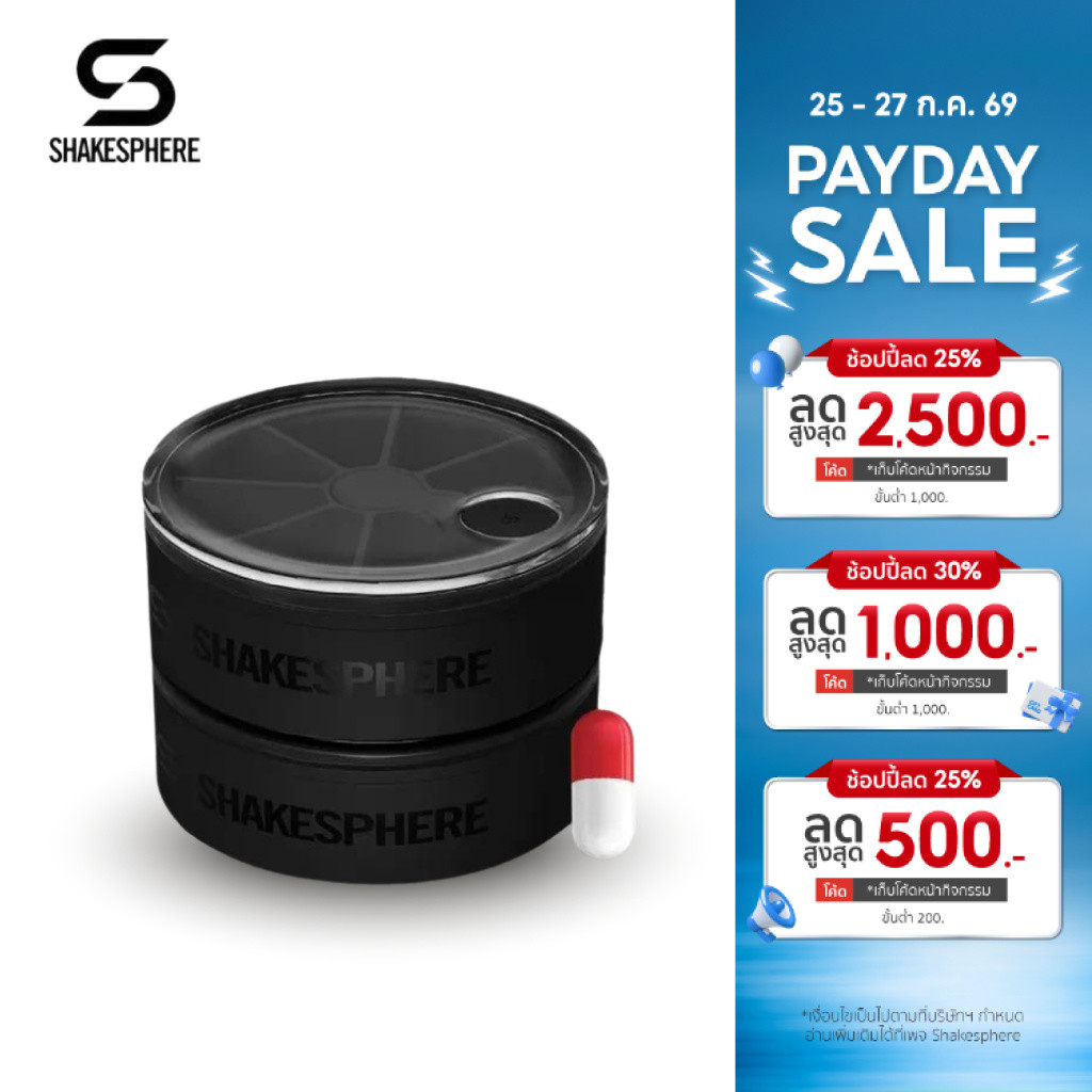SHAKESPHERE One-layer Pill Box กล่องจัดเก็บยาความจุ 1 ชั้น กล่องยาพกพาแม่เหล็ก