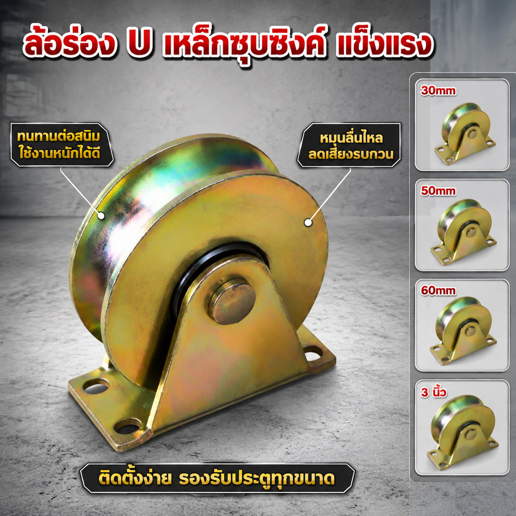 ลูกรอกแบริ่งประตูบานเลื่อน รูปตัว U ล้อประตู 1.2/2/2.5/3/4นิ้ว เลื่อน ล้อประตูเหล็ก ล้อประตูเลื่อนเห