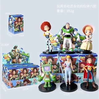 6 ชิ้น/กล่อง Toy Story 5 Buzz Woody Action Figure ล็อตโซ่หมีอะนิเมะรูปคอสเพลย์องุ่นตุ๊กตาของเล่นสําหรับของขวัญเด็กคอลเลกชันเครื่องประดับรถตกแต่งบ้านเค้กตกแต่ง MLML