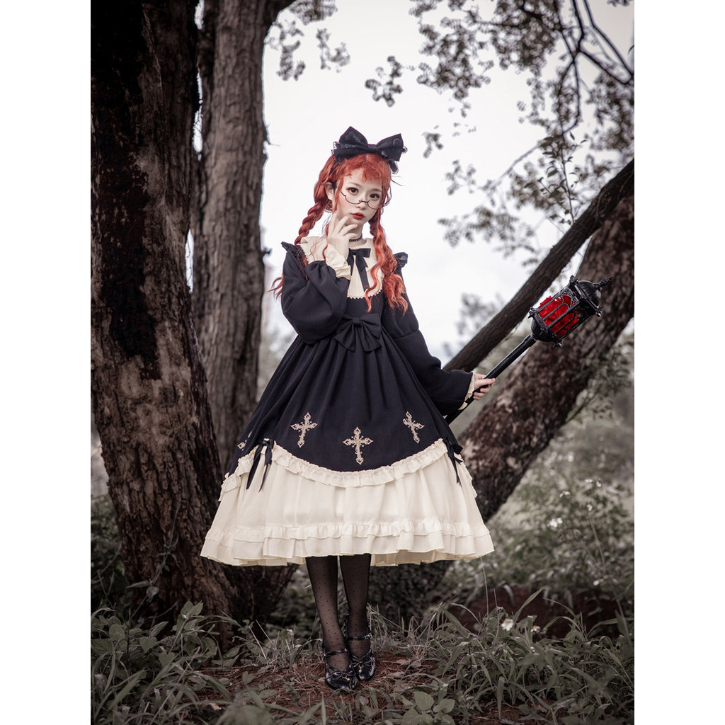 ขนาดใหญ่ 100 กก. ไขมันมม. สไตล์โกธิค lolita Dress ฮาโลวีนคริสต์มาส Dark Series lolita Dress Dress