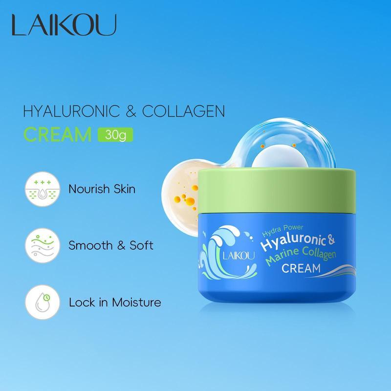 1030readystockLAIKOU ครีมคอลลาเจนกรดไฮยาลูโรนิก 30g Hydrating Moisturizing FDA ผลิตภัณฑ์ดูแลผิวพร้อม