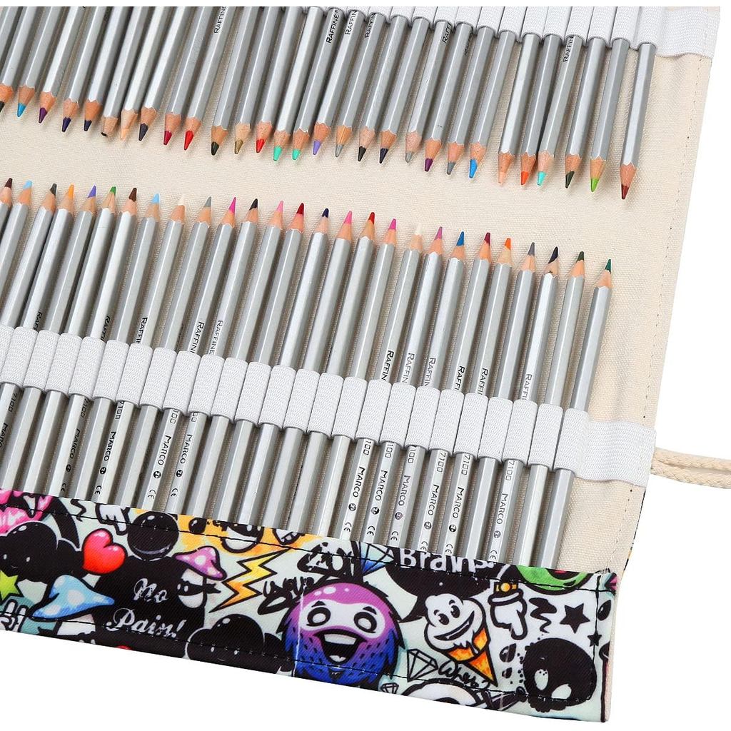 Lbxgap 168 สล็อตม้วนดินสอ Wrap Up กระเป๋าดินสอ,Travel Drawing Coloring Pencil Roll Organizer สําหรับ