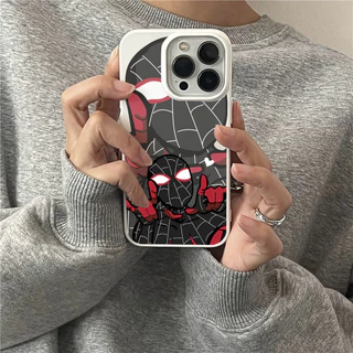 เคสไอโฟน 13 15 11 17 16 12 14 ProMax ลายสไปเดอร์แมนสีดำแดง 7 8Plus XR X XS Max