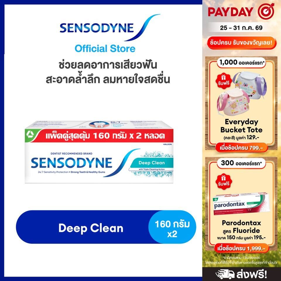 [เลือกสูตรได้] SENSODYNE TOOTHPASTE เซ็นโซดายน์ ยาสีฟัน  ลดการเสียวฟัน 24/7 160 กรัม แพ็ค 2