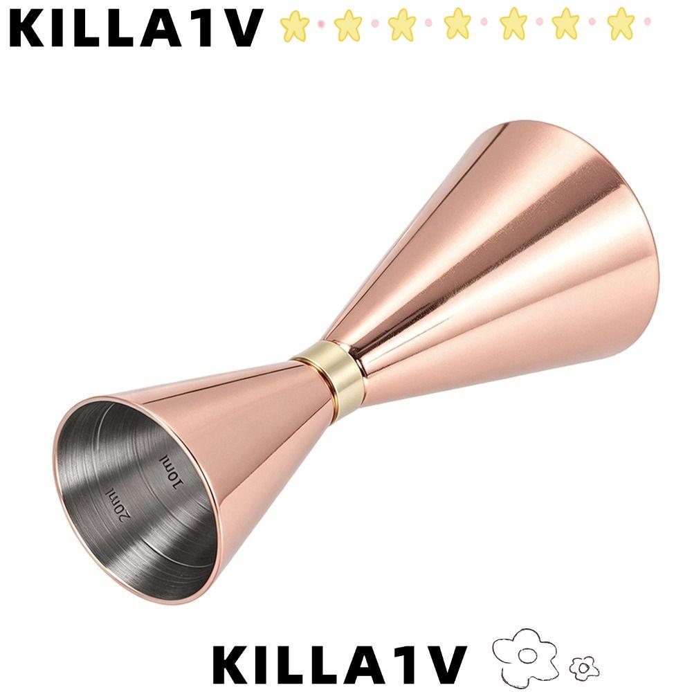 KILLA1V วัด Jigger การวัดภายในสแตนเลส Double Cocktail Jigger, Elegant Cocktail ถ้วยตวง Home