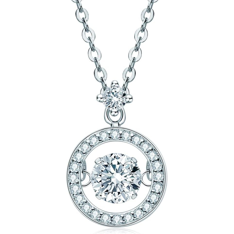 AINUOSHI Moissanite สร้อยคอสําหรับผู้หญิง, 1CT, 2CT, 3CT, 4CT Solitaire Moissanite จี้สร้อยคอ, สี DE