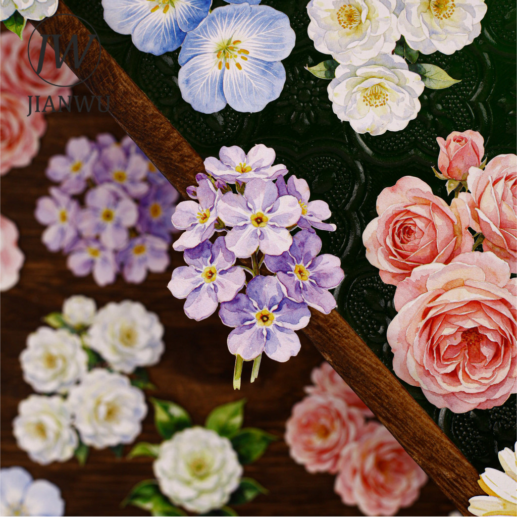 JIANWU Vintage Flower Bloom Landscape วัสดุ Collage Scrapbooking สติกเกอร์ Creative DIY Journal เครื่องเขียน