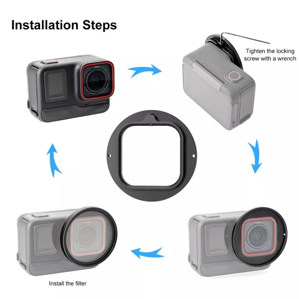 PULUZ PU969B ฟิลเตอร์ UV เลนส์พร้อมอะแดปเตอร์สำหรับ Insta360 Ace Pro thumbnail 6