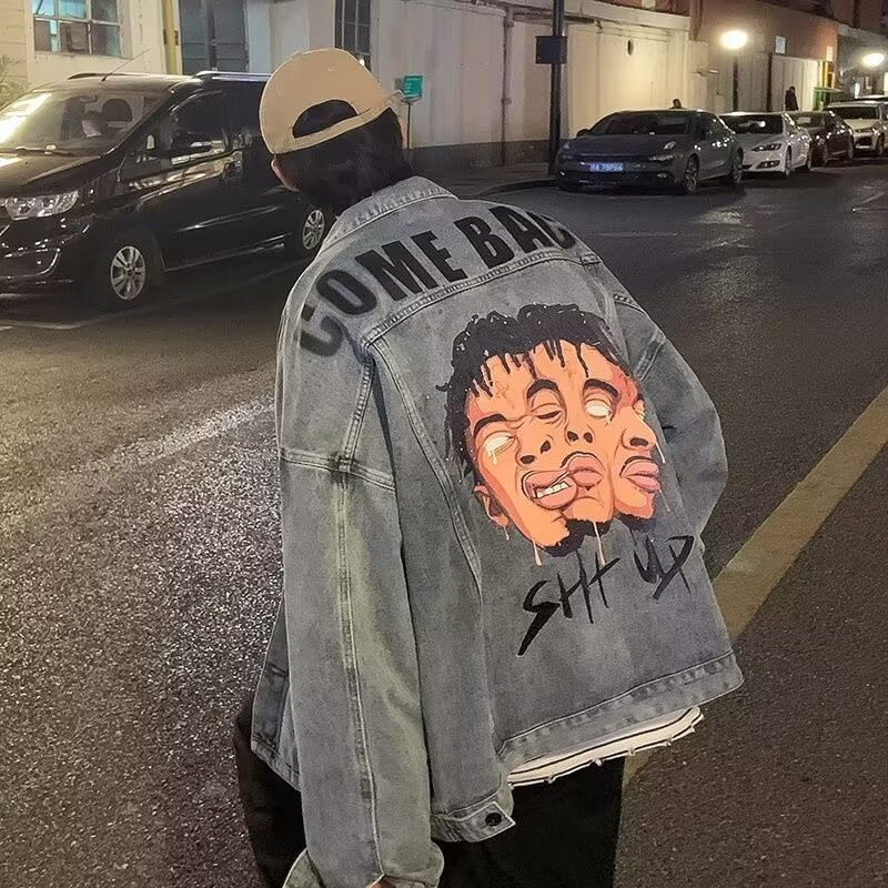 YOUTANG American Vintage Denim Jacket ชาย Baggy Casual Jacket