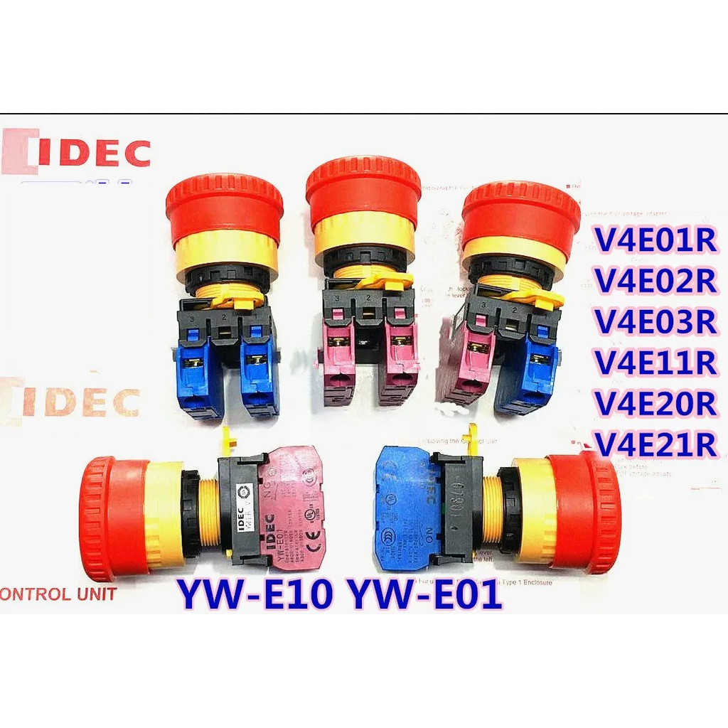 IDEC YW1B-V4E01R-V4E10R-V4E11R-V4E02R-V4E20R-V4E03R-V4E21R-V4E12R สวิตช์ฉุกเฉินปุ่มกด