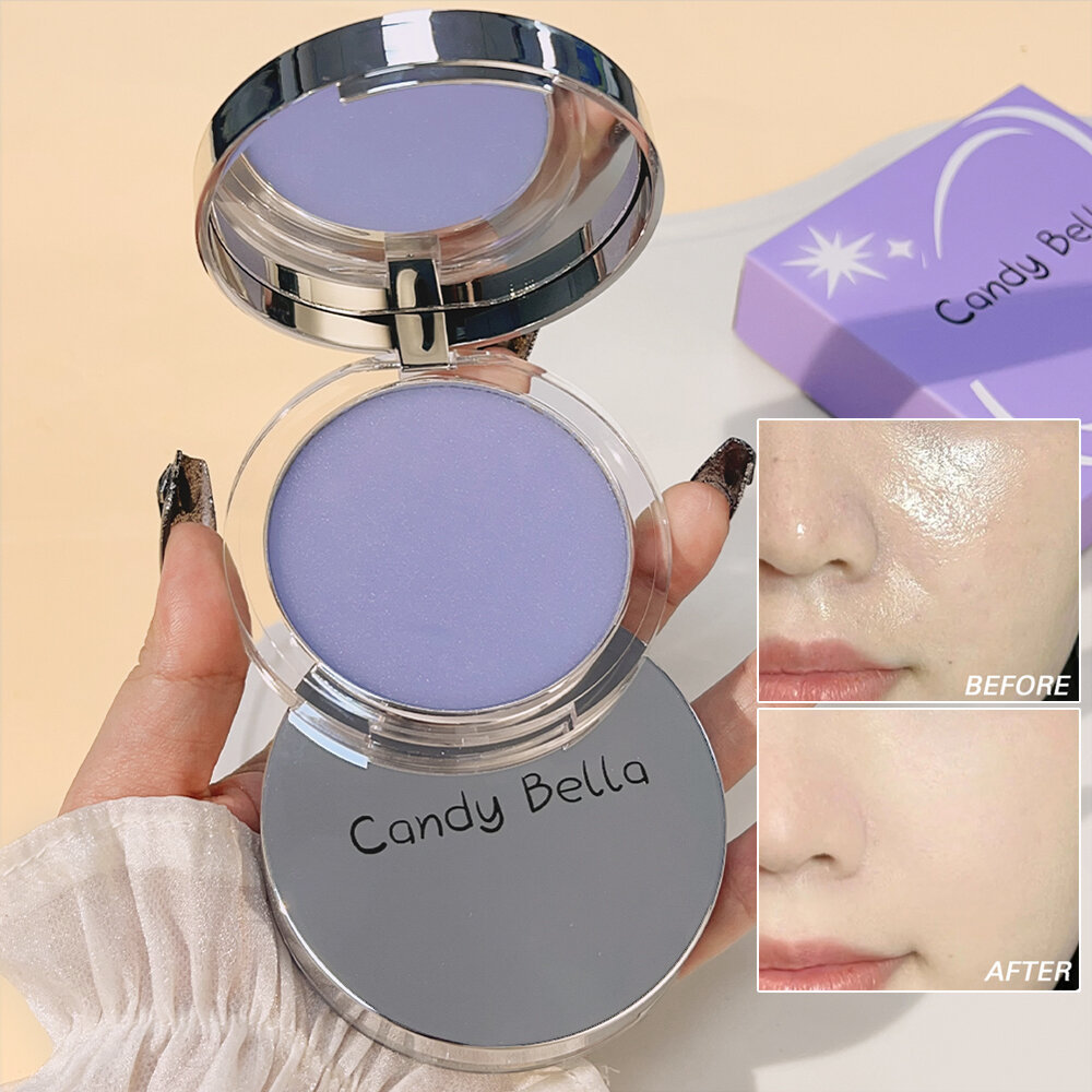 CandyBella Lavender Matte Pressed Powder พร้อมแป้งพัฟ Oil Control Face Powder 10g เครื่องสําอางติดทน