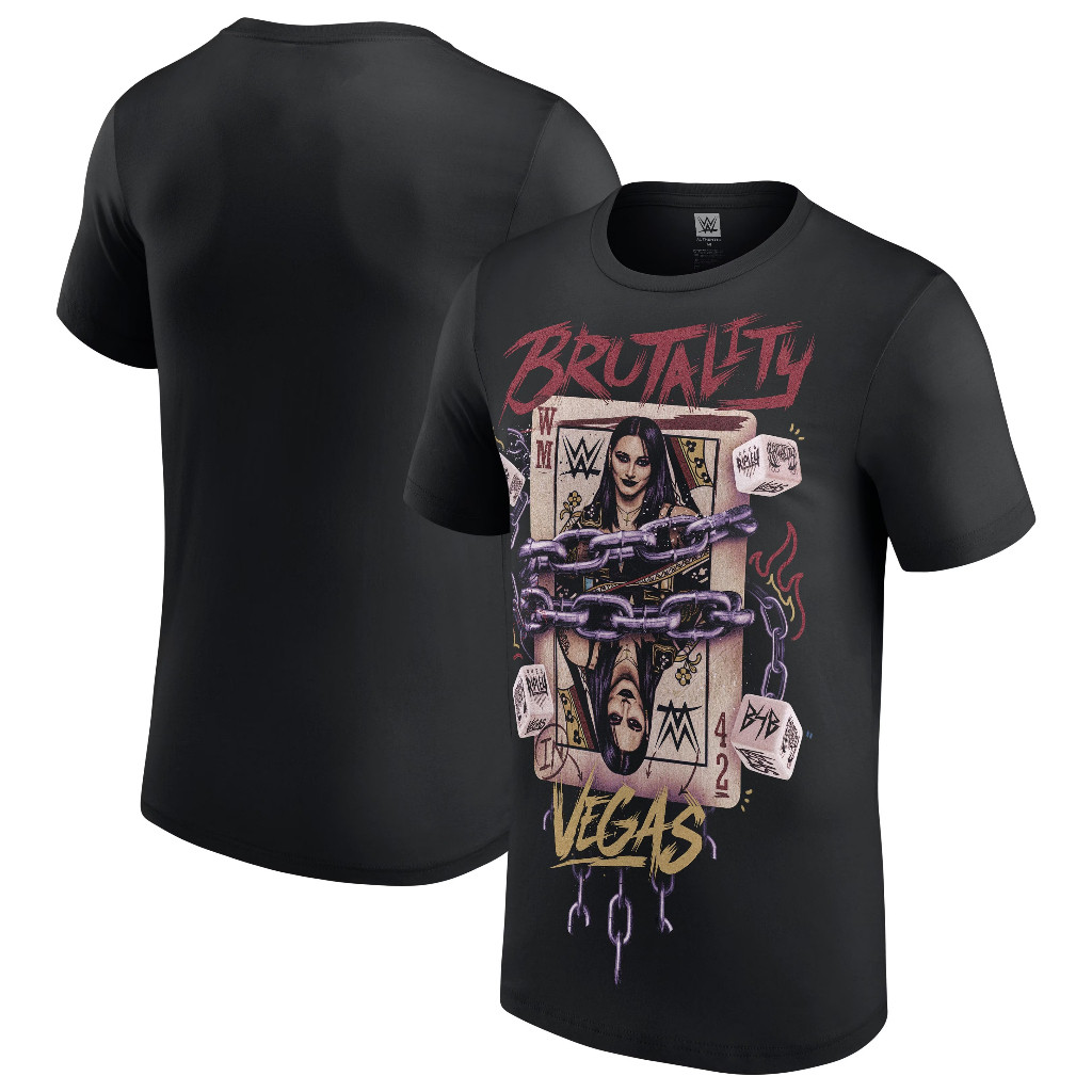เสื้อยืดการ์ดเล่น Rhea Ripley สีดําสําหรับผู้ชาย