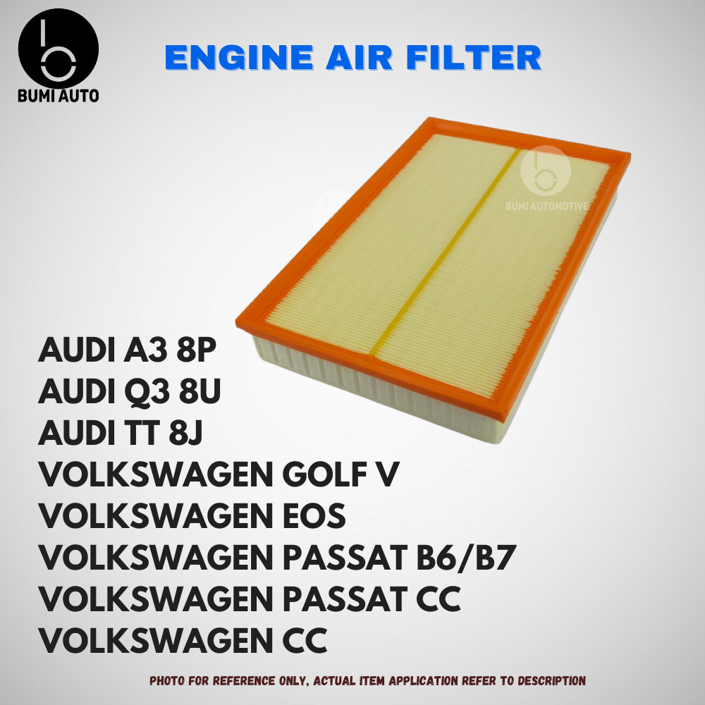 Audi A3 8P / Q3 8U / TT 8J / Volkswagen Golf V / EOS / Passat B6 B7 / Passat CC / CC ไส้กรองอากาศเคร