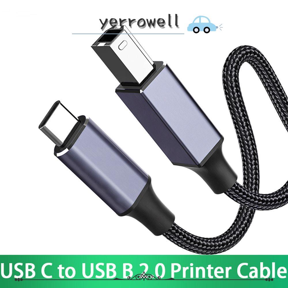YERROWELL USB Type-C ถึง USB B 2.0 Nylon Braided Scanner คอมพิวเตอร์ความเร็วสูงสําหรับ