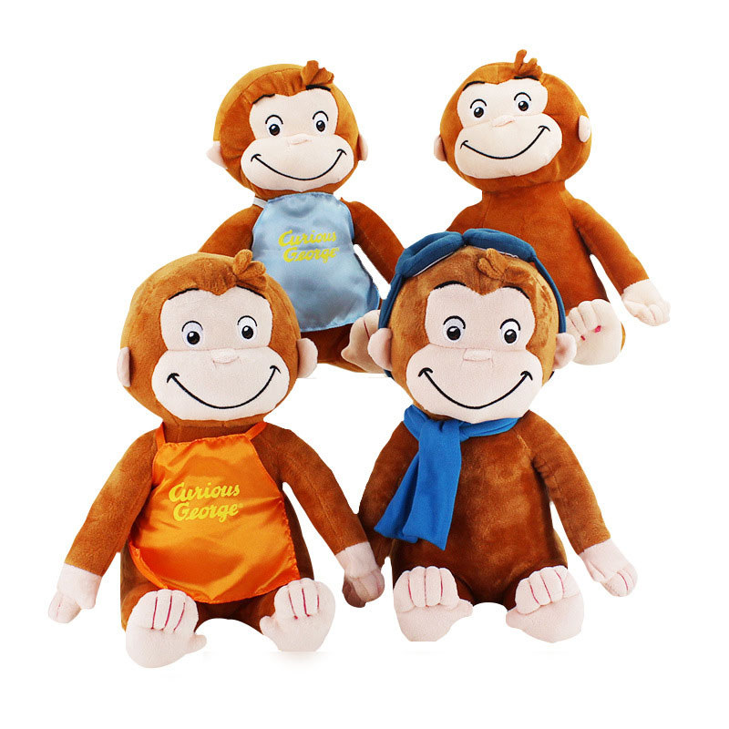 4 รูปแบบ Curious George หนังสือภาพ & George the Monkey Plush Toy ตุ๊กตาสหายสําหรับเด็กและของขวัญงานร