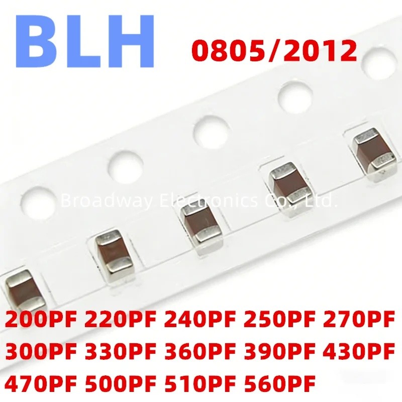 100PCS 0805 2012 SMD ตัวเก็บประจุเซรามิค 200PF 220PF 240PF 250PF 270PF 300PF 330PF 360PF 390PF 430PF