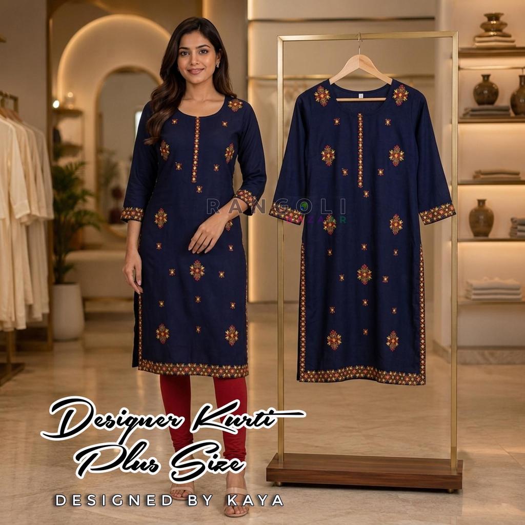 ออกแบบ KURTI EMBROIDERED BY KAAYA - S ถึง 10XL (K8519) - RANGOLI BAZAAR -