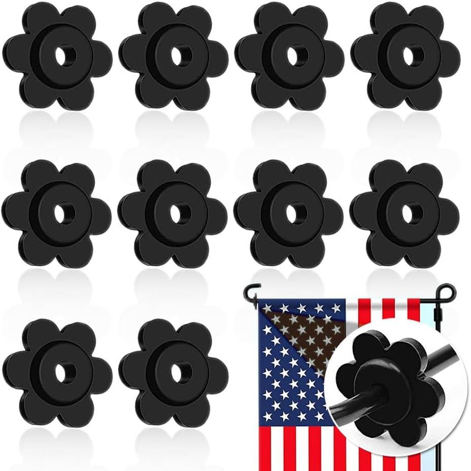สวนธง Stoppers, 10 ชิ้นยาง Garden Flag Pole แหวนสําหรับ Garden Flag Stand และ Flag POLE Holder ดอกไม
