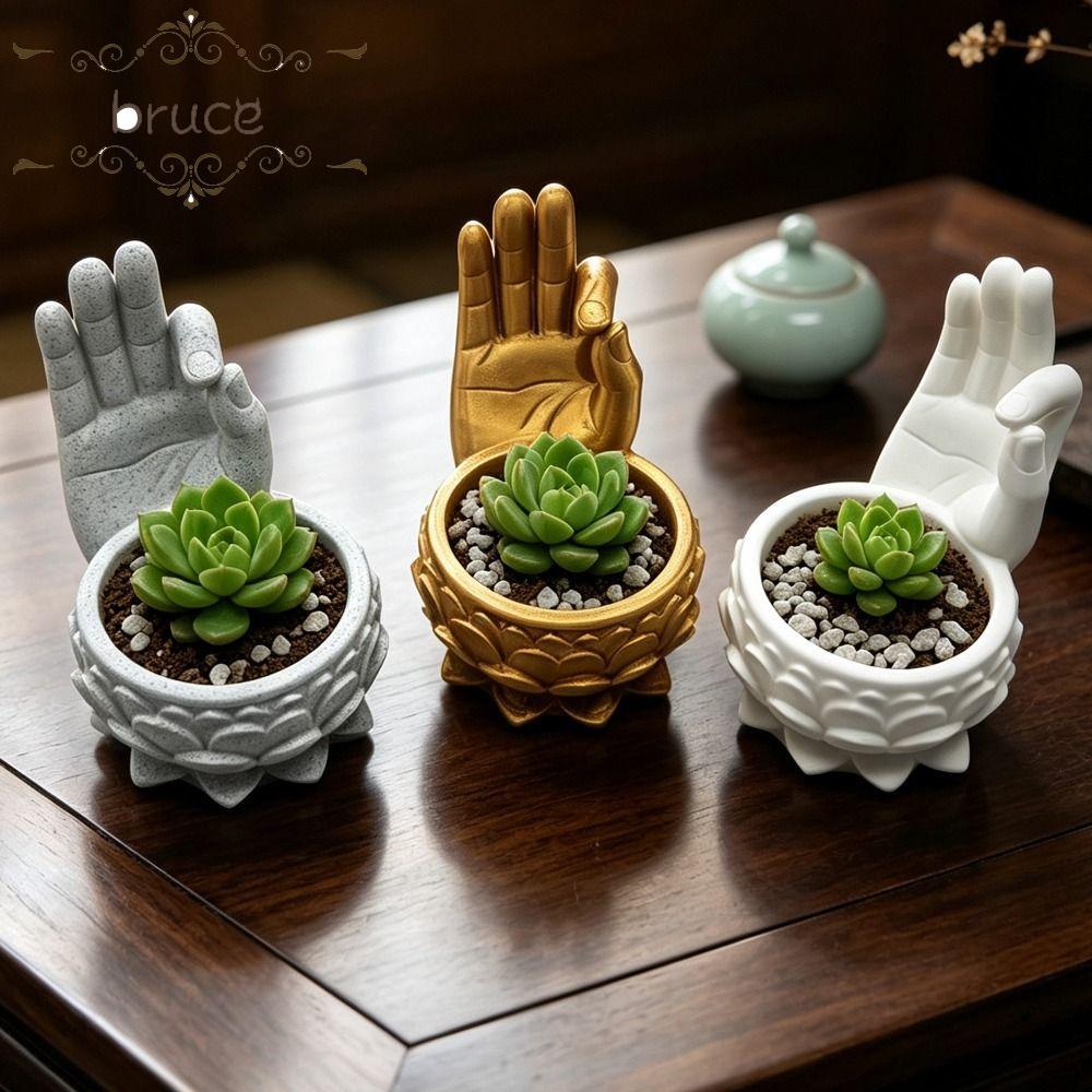 BRUCE Succulent Planter, 3D พิมพ์ตลก Lotus รูปดอกไม้หม้อ,ปลูกหม้อ Creative น้ําหนักเบา Ok Hand Zen ก
