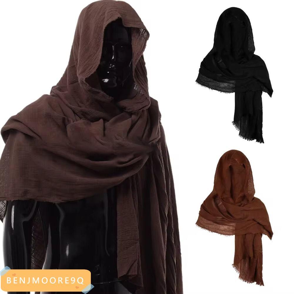 BENJMOORE9Q Mens Medieval Pirate Retro Hood, Lightweight Unisex Wrap Cloak, Black/Brown Vintage Pira