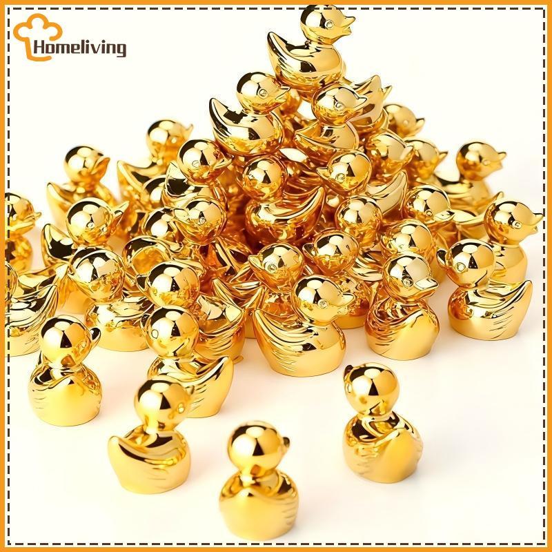 HOME Mini Golden Du รูปปั้นเรซิ่นน่ารัก Handcrafted สีเหลือง Du ตุ๊กตาสําหรับบ้านตุ๊กตานักเรียนตกแต่