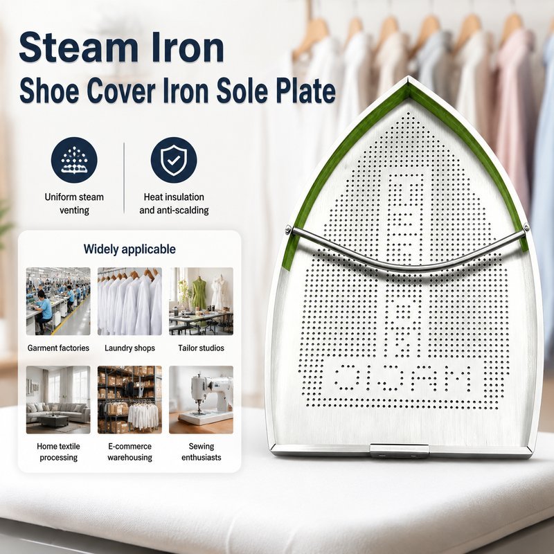 หน้ากากเตารีดไอน้ำหน้าใหญ่แบบเหล็ก Iron shoe หน้าใหญ่ รองรับเตารีดรุ่น ES-300L ช่องไอน้ำทั่วแผ่น เคลื่อนบนผ้าง่าย