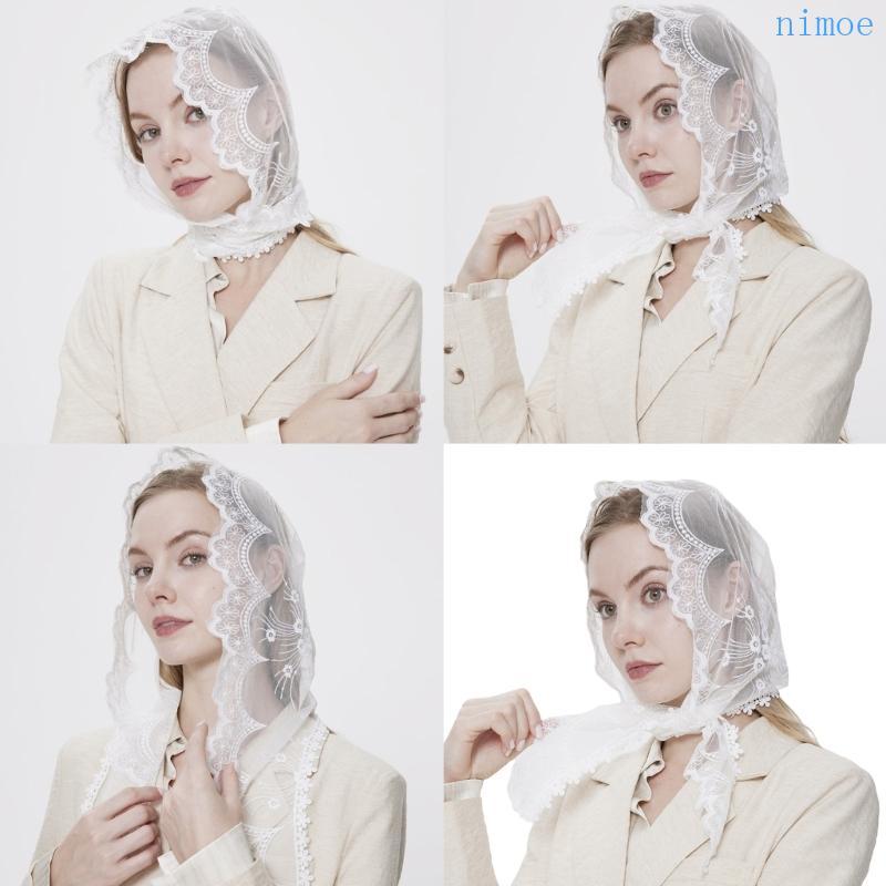 Nio Latin Mass Headscarf Veil สําหรับผู้หญิงคาทอลิกโบสถ์ Mandilla Veil Headcovering Mass ลูกไม้ดอกไม