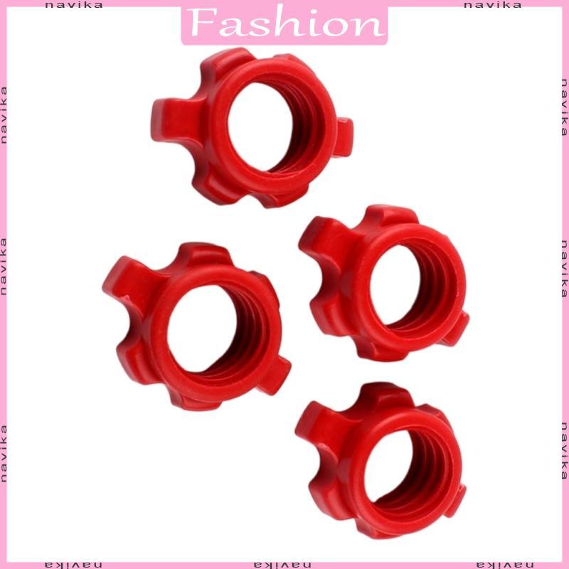 NAV 4 ชิ้นพลาสติก Spinlock Collar Dumbbell Rod Nut Standard Barbell สกรูคอ Dumbbell Hexagonal Nut ติ