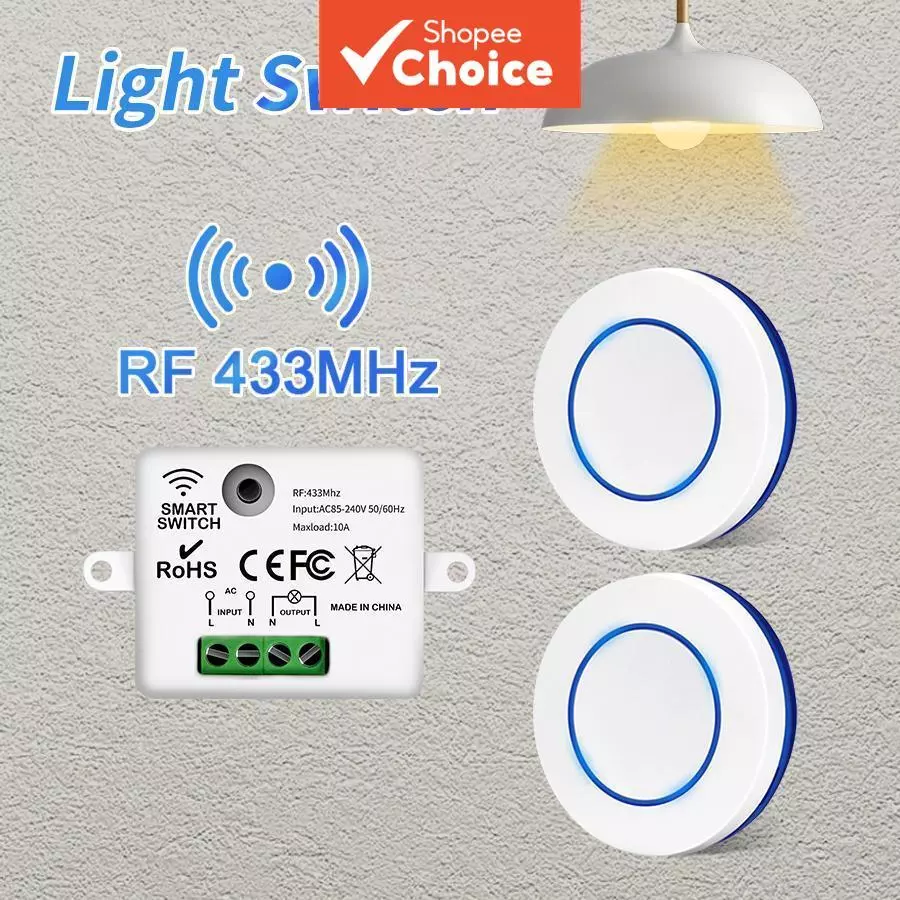 สวิตช์ไฟไร้สาย รีโมทควบคุม สําหรับโคมไฟ LED แผงผนังขนาดเล็ก RF 433MHz ควบคุมรีเลย์ AC 85-240V
