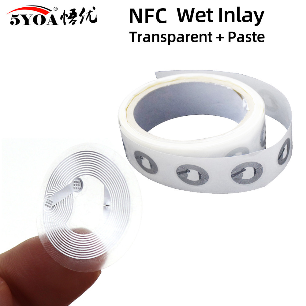 5YOA 10 ชิ้นเปียกโปร่งใส Ntag213 Ntag215 Ntag216 NFC 13.56MHz ISO14443A สติกเกอร์ 213 ป้ายจําหน่ายโท