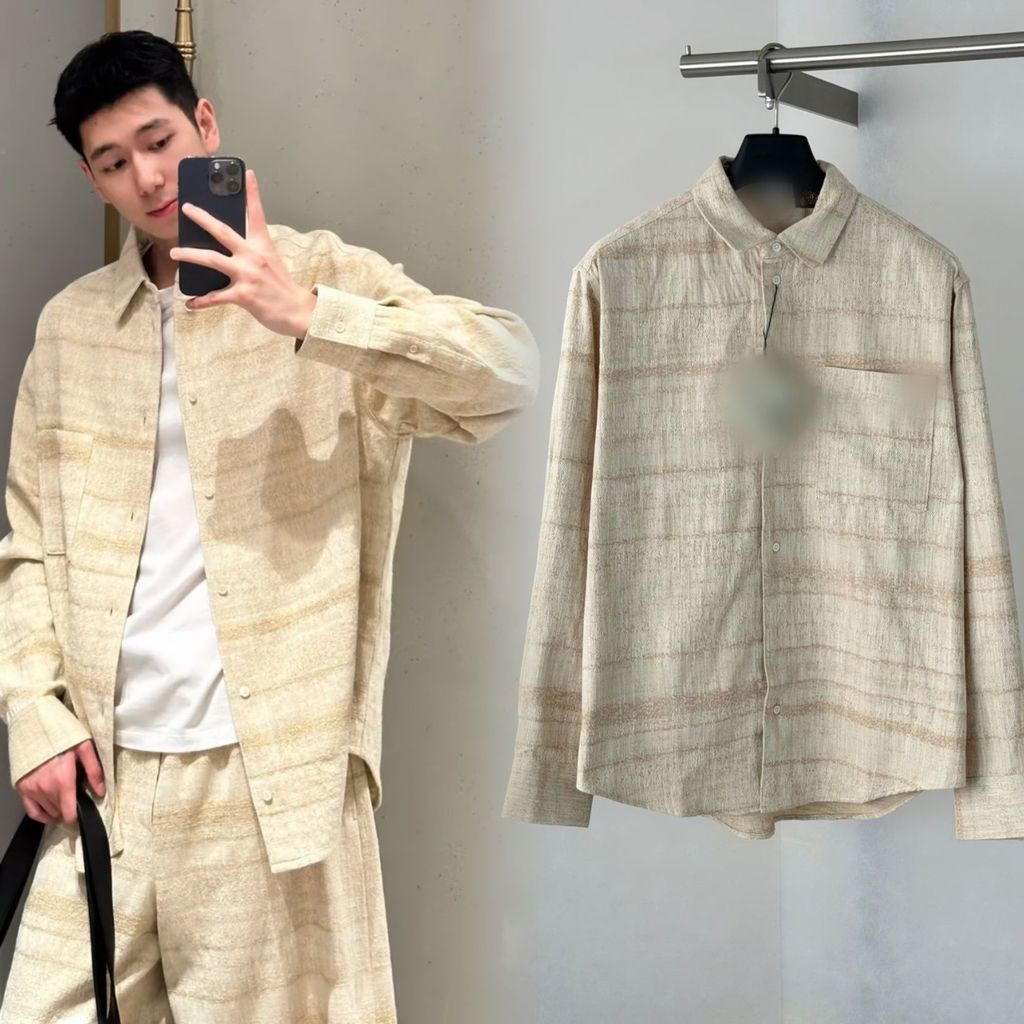 LGB4 L// O-SS26 Blended Gradient Stripes Loose All-Match เสื้อเชิ้ตแขนยาว