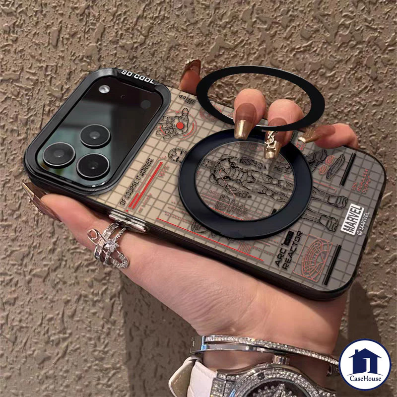 เคสอีเล็กโทรพลATINGลายไอรอนแมน สไตล์เทคโนโลยี เข้ากันได้กับiPhone 16 17 13 11 15 14 12 Pro Max 16 7 8 14 15 Plus 16 Pro