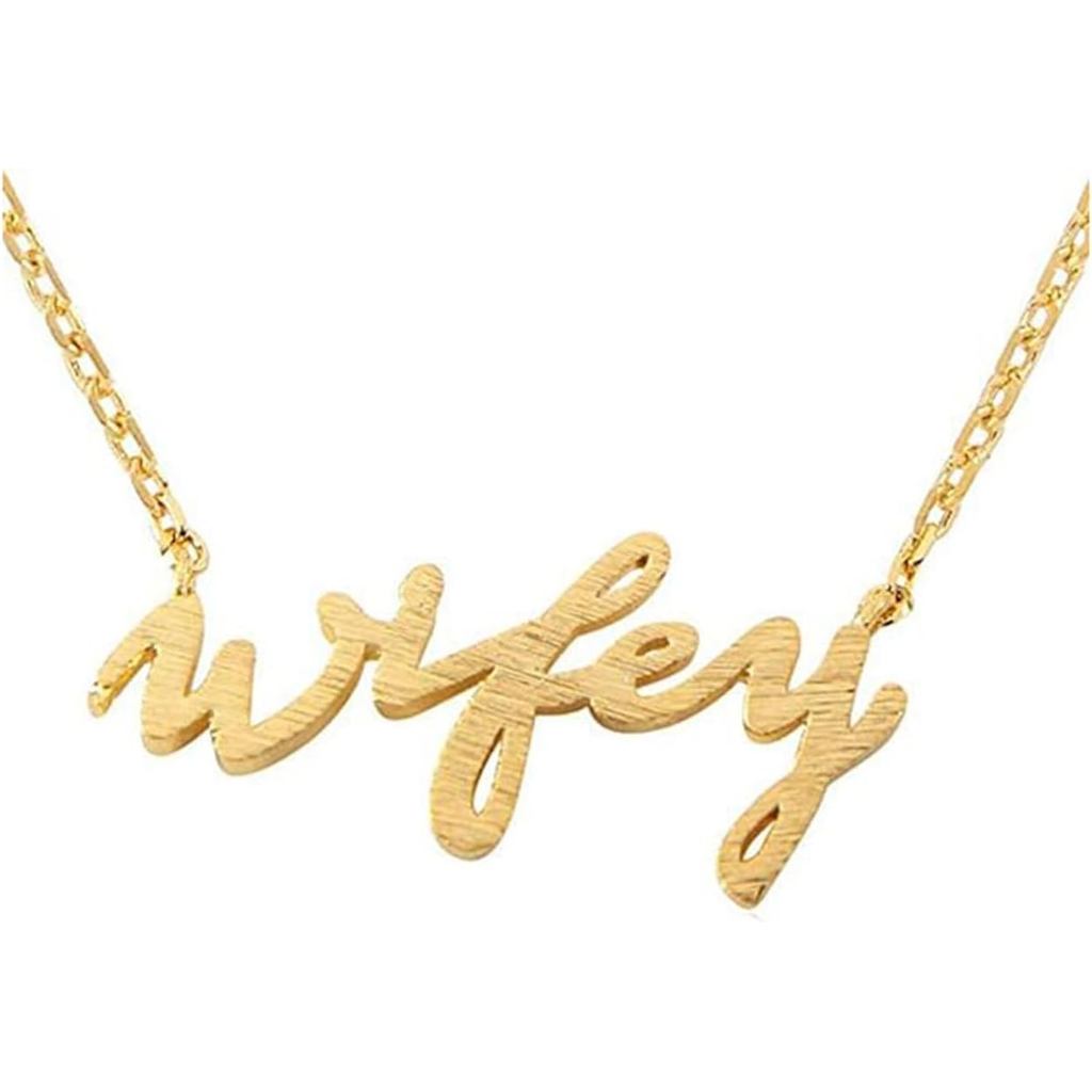 Drewuyet Dainty Wifey สร้อยคอ Charm Simple Wifey จี้สร้อยคอ Choker กับ Wifey Letter Chain สําหรับภรร