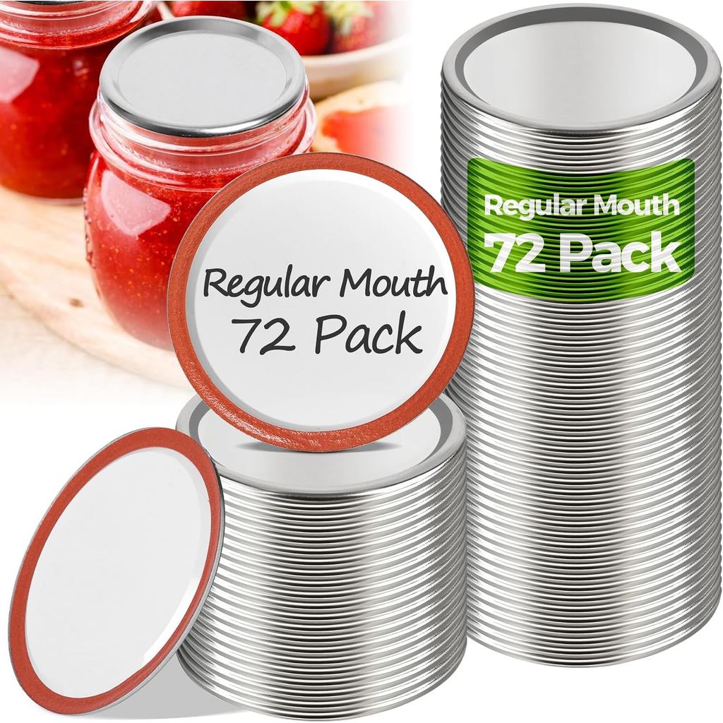 ComSaf 72 ชิ้น Mason Jar ฝาปิดปากปกติ,ใช้งานร่วมกับเครื่องซีลสูญญากาศไฟฟ้า Canning ฝาปิดสําหรับ Pick
