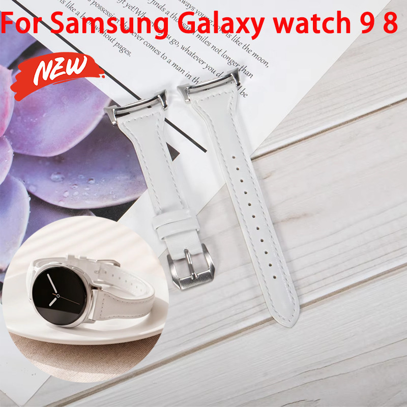 สายหนังสําหรับ Samsung Galaxy 9 8 44mm 40mm/8 Classic 46mm อุปกรณ์เสริมสร้อยข้อมือ