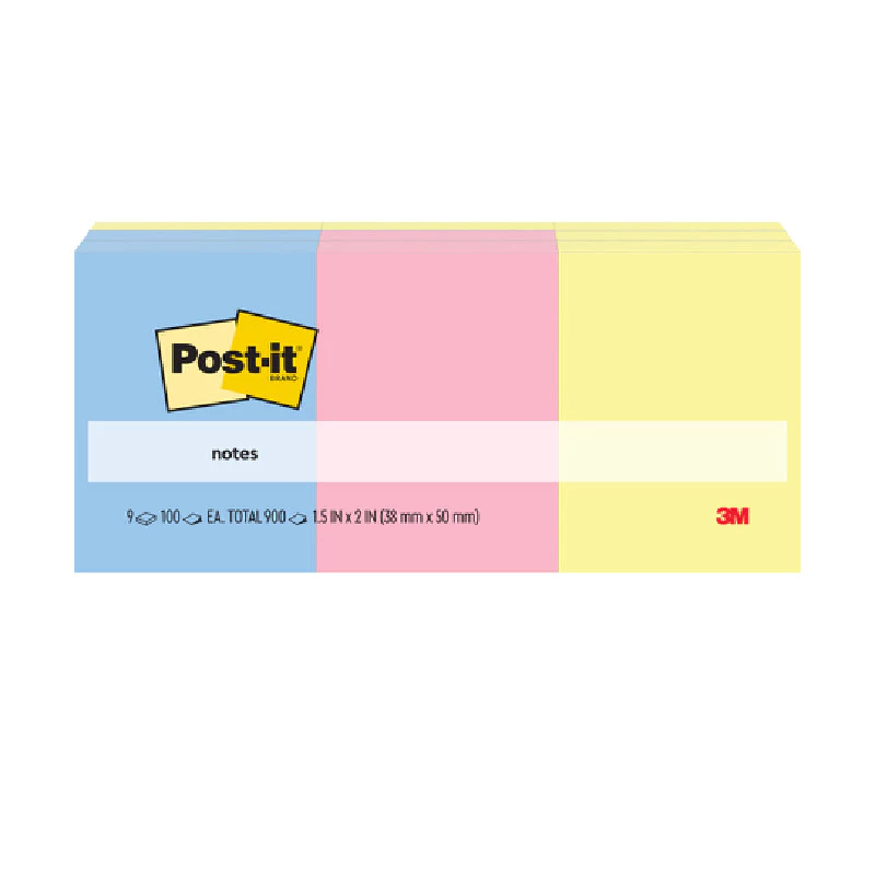 POST-IT กระดาษโน้ต (Notes) รุ่น 653-9ASST คละสี 1.5x2 (แพ็ค9เล่ม)