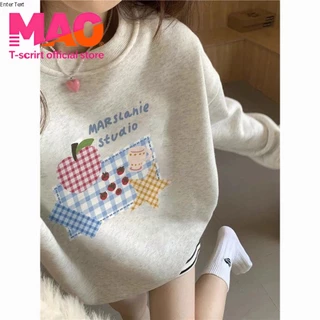 COD✅ (จัดส่งในกรุงเทพฯ) MAO Shop เสื้อผ้าผู้หญิงคอกลมลายการ์ตูน หนานุ่มขนแกะเทียม สำหรับฤดูใบไม้ร่วง‑ฤดูหนาว