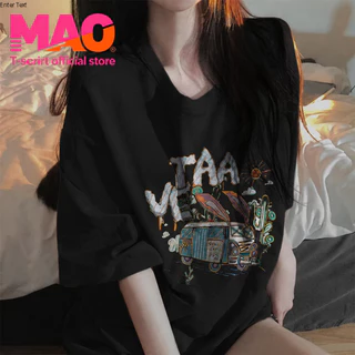 COD✅ (จัดส่งในกรุงเทพฯ) MAO Shop Printed T-shirt,ผ้าฝ้ายแท้ การ์ตูนน่ารักพิมพ์เสื้อยืดแขนสั้นสบาย ๆ #52308