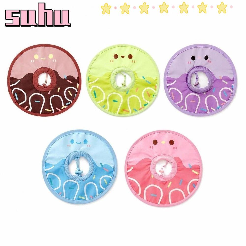 SUHUHD Anti-Licking Collar,การ์ตูนพิมพ์ Non-Restrictive Pet Protective Cover, Wound Protection High-