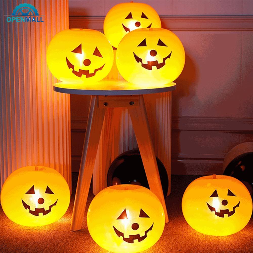 OPENMALL ฟักทองฮาโลวีน LED บอลลูนโคมไฟตกแต่ง Light-Up บอลลูนพองสําหรับวันหยุด Photo Prop ตกแต่ง A8L2