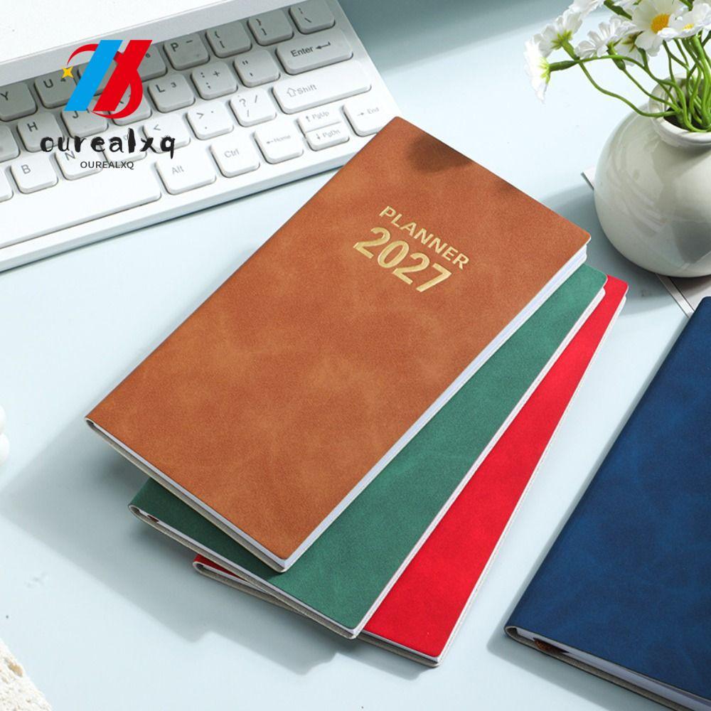 OUREAPH 2027 Schedule Book, Planner Reminder A6 Agenda Book, Portable To Do List Textured PU Daily P