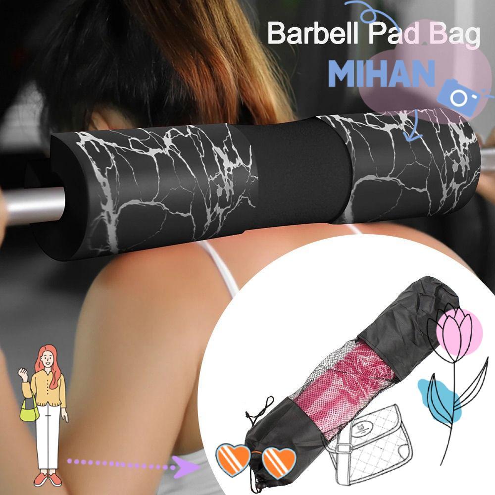 MIHAN Barbell Pad Bag, Lunges Hip Thrusts Accessories กระเป๋าสะพาย, ถุงตาข่าย Weight Lifting Trainin