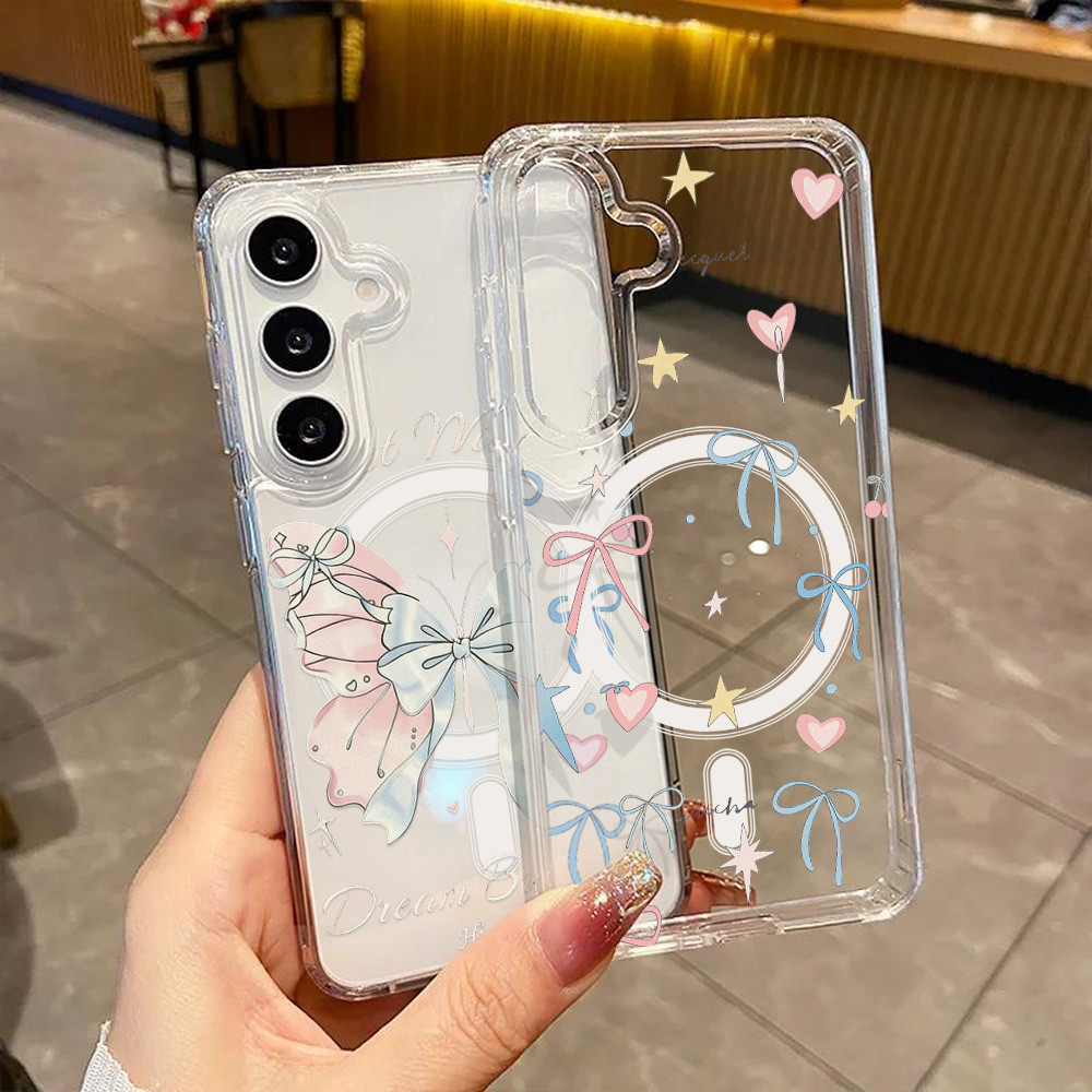 Magnetic เคส For Samsung A07 A17 A56 A57 A55 A35 A06 A36 A54 S24 FE S23 S25 S26 Ultra INS โค้งคำนับ ชัดเจน กันกระแทก