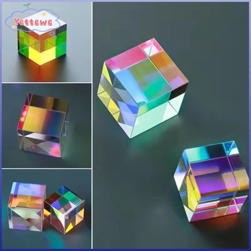 YVETTPH Magic Prism Cube, 15/20 มม.สี Cube Prism, Creative Beam Splitting Stained Glass ฟิสิกส์ของเล