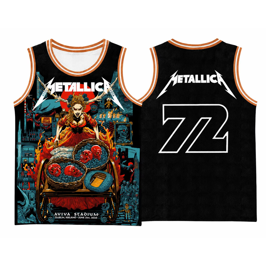 Metallica M72 European Tour 2026 Ireland Dublin Basketball Jersey Men Women Summer Vest Breathable Q