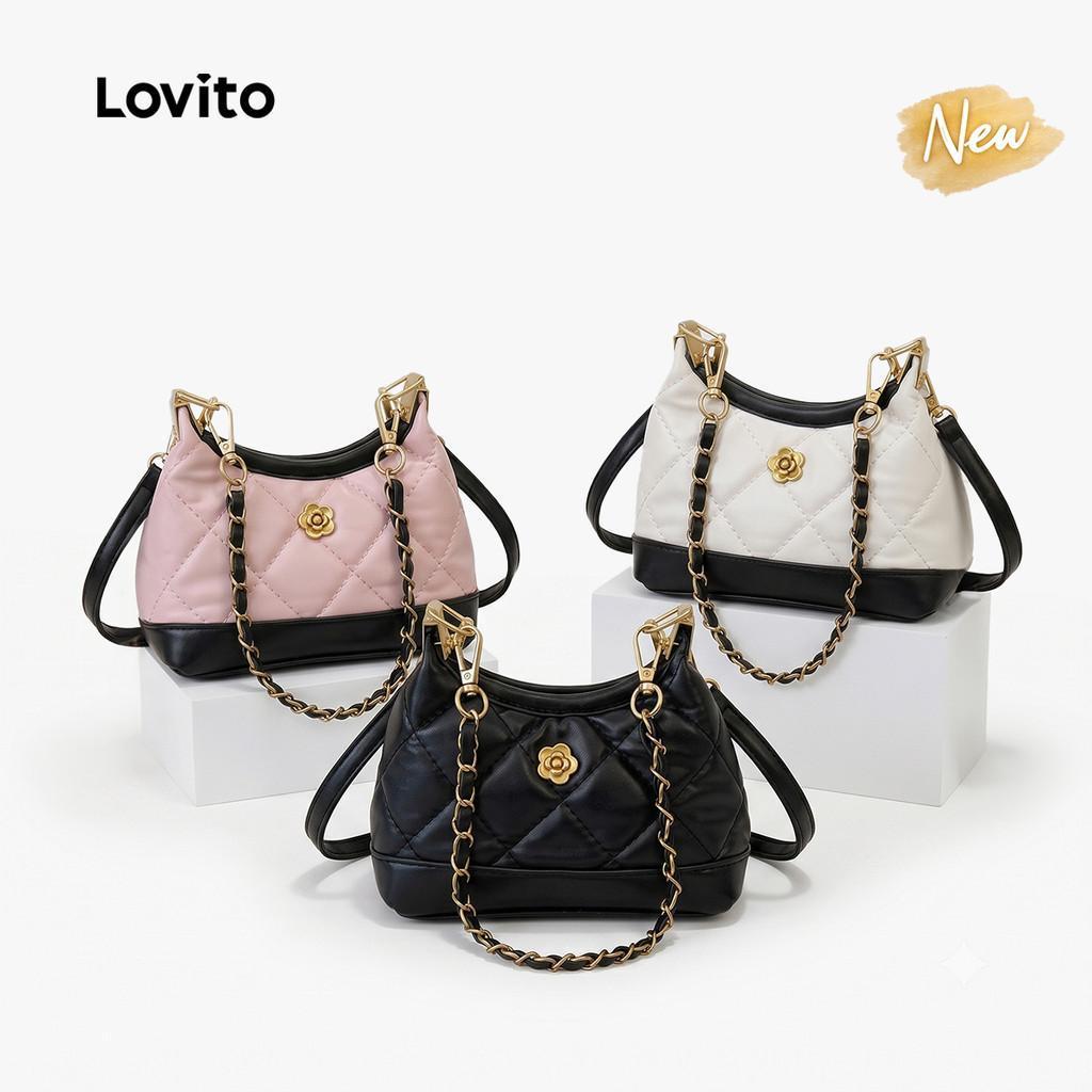 (New Arrival) Lovito กระเป๋าไหล่เล็กผู้หญิงแบบลําลองบุนุ่ม HUFB125FX062