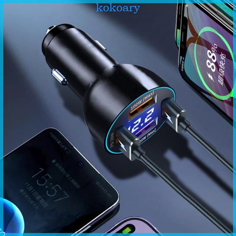 KOK Multiports Car Charger 30W ประเภท C 100W USB รองรับ PD3 0 QC4 0 PPS Fast Charging สําหรับยานพาหน