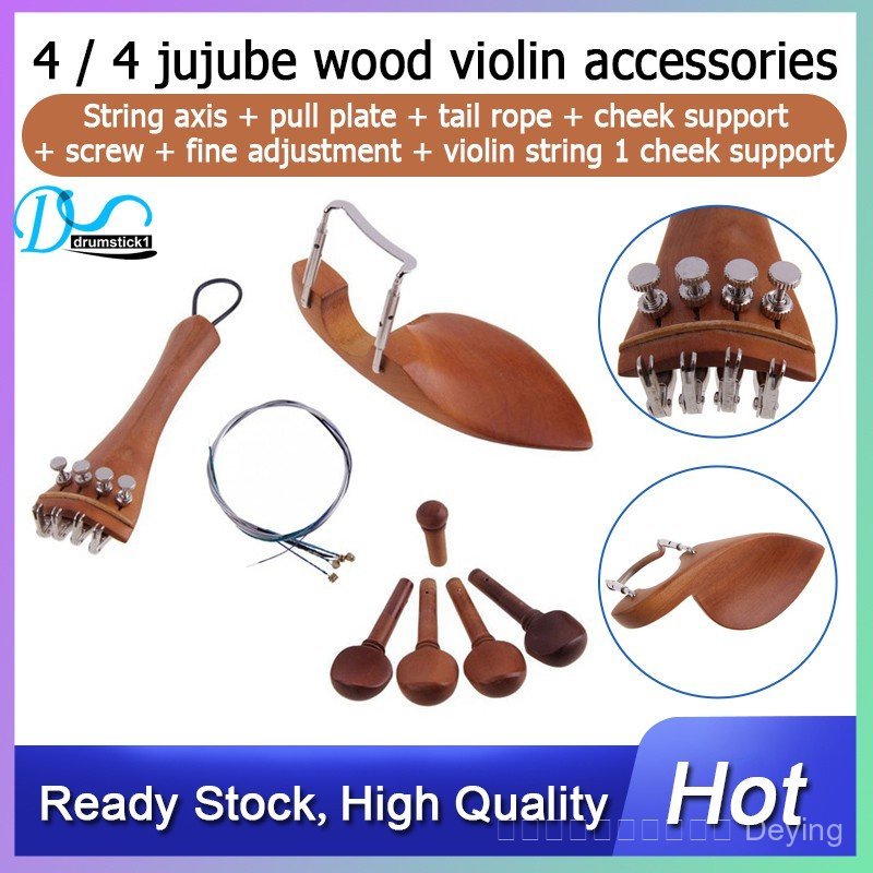 Ready 4/4 Violin Chin Rest Tailpiece Tuner Tuning Peg Tailgut Strings Kit COD [PHD]